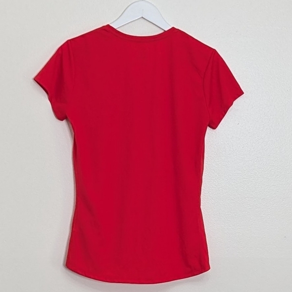 Nike Shirt Women Medium Red Running Short Sleeve - Picture 8 of 9